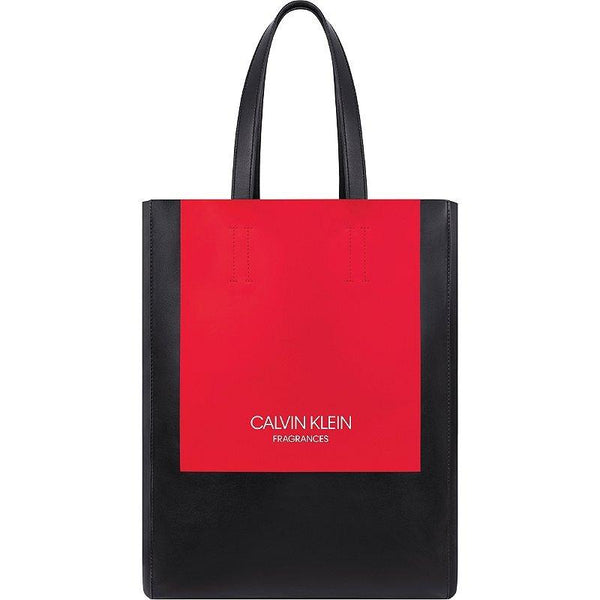 Calvin Klein Black & Red Faux Leather Tote Bag Gwp