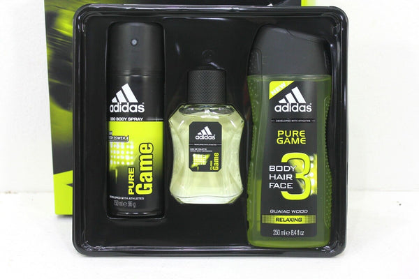 Set - Adidas Pure Game 50ml EDT Spray + 250ml Body Wash + 75ml Body Fragrance for Men